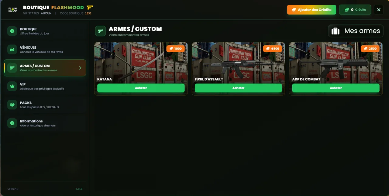 Armes et custom Flashmood