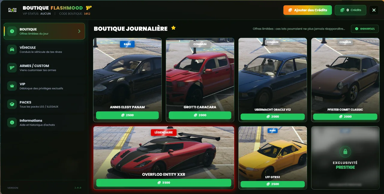 Aperçu boutique ingame Flashmood